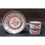An 18th/19th Century continental porcelain coffee can and saucer,with Nyon mark,painted with