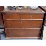 Oak beaded cock beaded chest of two drawers over two long drawers, width 30in.