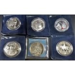Three proof £5 coins, 2002, 2003 and 2005; together with a 1900-2002 Queen Elizabeth The Queen