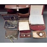 Box of miscellaneous early 20th Century vintage leather items etc.