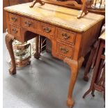 Queen Anne style burr walnut veneered low boy, early 20th Century, the crossbanded and box strung