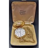 Good Victorian 18ct gold Half Hunter crown wind pocket watch, the outer case with blue enamel