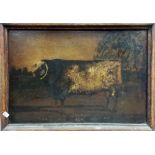 19th Century style portrait of a bull 'Patriot' (1878) Oil on plywood, 13in x 19.25in