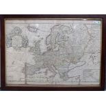 Printed for J.BOWLES & T. BOWLES Hand coloured engraved map of Europe 'To her most sacred Majesty