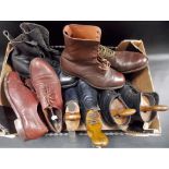 Four pairs of gentleman's vintage leather boots together with two pairs of vintage leather brogues.
