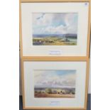 GERRY BALL (1948) 'Border Country' and 'Grafton Farm' Pair of watercolours Signed Artist label to