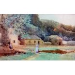 W.E. CROXFORD 'A Cornish Village' & 'Lawry's Mill, Mawgan Woods' Two watercolours, both signed, 10in