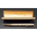Silver yard o lead engine turned propelling pencil within original fitted box