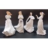 Four small Royal Doulton lady figures