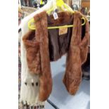 Vintage ermine fur cape, stole and muff the cape by Nuroe Oxford & Reading, together with a mink fur