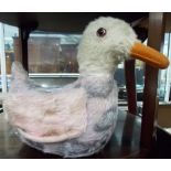 Vintage mohair plush musical seagull soft toy, width 11in