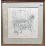 JEHAN DALY (1918-2001) 'Girl Resting' Pencil Thomas Agnew & Sons Ltd, London label to the back