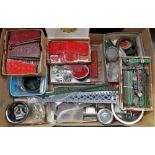 Box of vintage Meccano parts