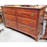 George III mahogany mule chest, the hinged top over an arrangement of two dummy drawers and four