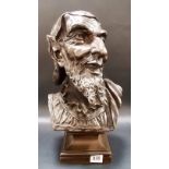 Bronze bust after Emile Egaze depicting Mephistopheles, signed and dated 1880 to the back, height
