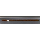 Victorian hazelwood knopped walking stick with rose gold end cap, monogrammed EP, length 34in.