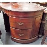 Early 20th Century mahogany demi-lune kneehole dressing table with single frieze drawer flanked by