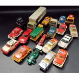 Collection of playworn Scalextric racing cars.