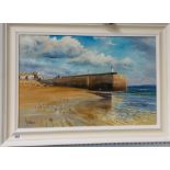 TONY SHORTHOUSE Smeatons Pier, St. Ives Oil on Canvas Signed Inscribed to the back 15in x 23.25in