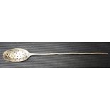 18th Century silver mote spoon with pierced bowl (unmarked).