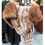 A fur cape and a pink fur shrug (2).