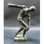 A bronze figure after the antique 'The Discobolus of Myron', height 7in.