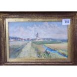 C. HALFORD Norfolk Broad Landscape Watercolour Signed 6 in x 9.5 in