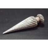 Victorian silver fluted scent bottle, the teardrop body and screw lid foliate engraved, maker D & L,