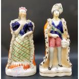 Pair of Victorian Staffordshire pottery theatrical figures depicting John Phillip Kemble and Sarah