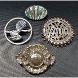Two Victorian silver brooches, one pierced with the name BEATRICE; together with two white metal