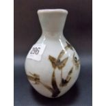 Trevor Corser for St Ives Leach Pottery porcelain ovoid bud vase, with leaf brushwork decoration