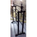 Victorian ebonised towel rail, width 30.75in