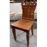 Victorian mahogany hall chair with architectural arched back