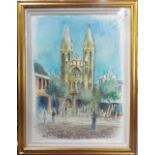 JOHN BAMFIELD 'Truro Cathedral' Watercolour Signed inscribed and dated '89 29in x 21in