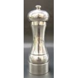 Modern silver pepper mill, Birmingham, height 6in