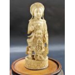 18th/19th Century Chinese carved ivory chess figure upon stand, height 4.75in.