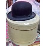 Vintage bowler hat by Woodrow, Piccadilly, London, within original fitted cardboard hat box.
