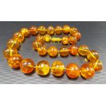 Amber style bead necklace, weight 73g approx.