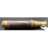 Brass leather covered three drawer telescope, length extended 16.25in