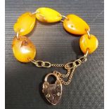 9ct gold and amber bead bracelet, weight 17g approx.