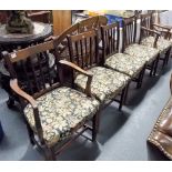 Set of five George III mahogany dining chairs including two carver chairs.