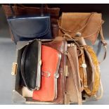 Collection of vintage leather handbags.