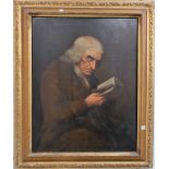 GEORGE ROTH (18TH CENTURY BRITISH) Three quarter length portrait of an elderly gentleman reading Oil