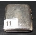 George V silver foliate scroll engraved cigarette case, Birmingham 1920, weight 1.85oz approx.