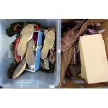 Two boxes of ladies vintage textiles and accessories