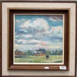 FRANCIS CAMERON (20th Century British) Landscape with two figures Oil on board Signed 10in x 10in