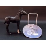 Beswick Pottery matt glazed model of a foal; together with a Royal Copenhagen oval pin dish (2).