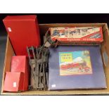 Meccano Ltd O-gauge Hornby train M1 passenger set within original box; together with spare track,