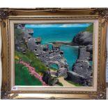 M. THACKER (20TH CENTURY BRITISH) Tintagel Caste Oil on canvas Signed 15.75in x 19.5in