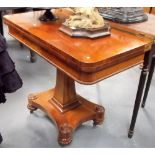 William IV mahogany rectangular card table, the hinged top revealing a green baize inset, the frieze